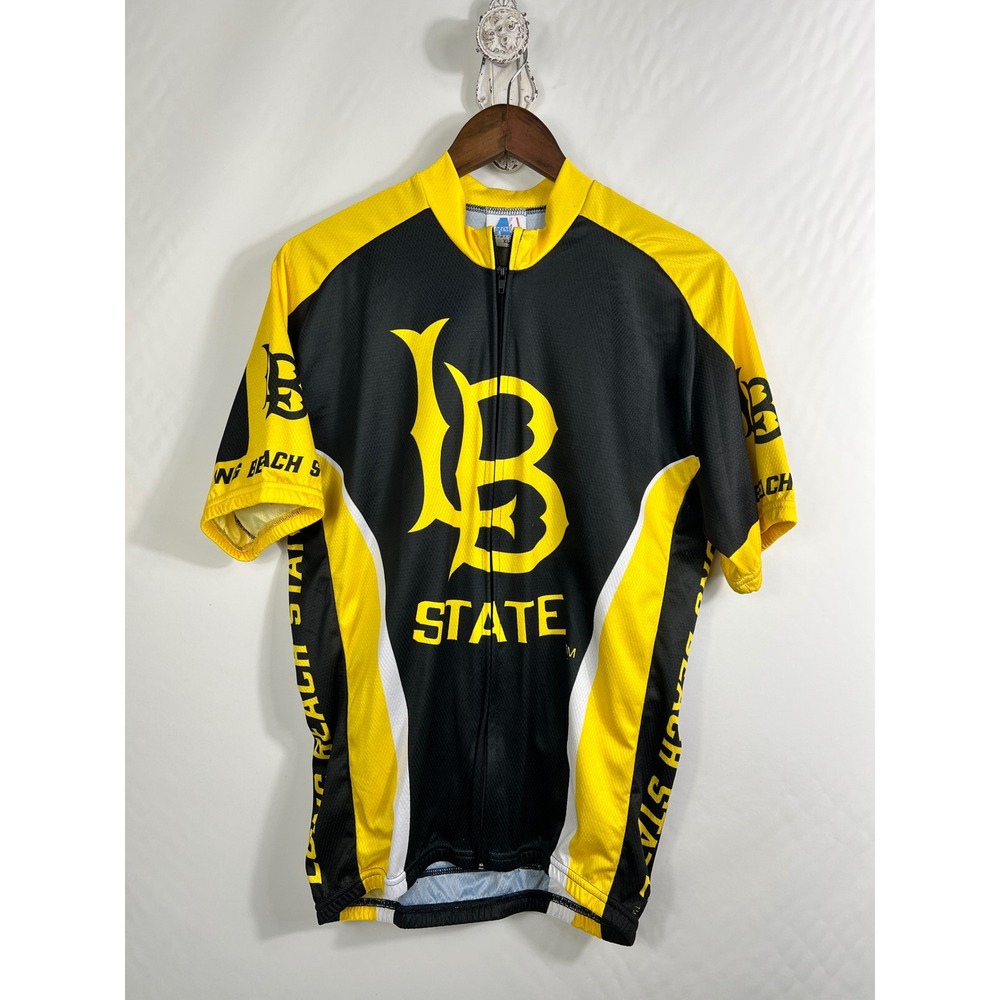 Adrenaline Promotions Long Beach State Cycling Jersey Mens XL Black Yellow Zip